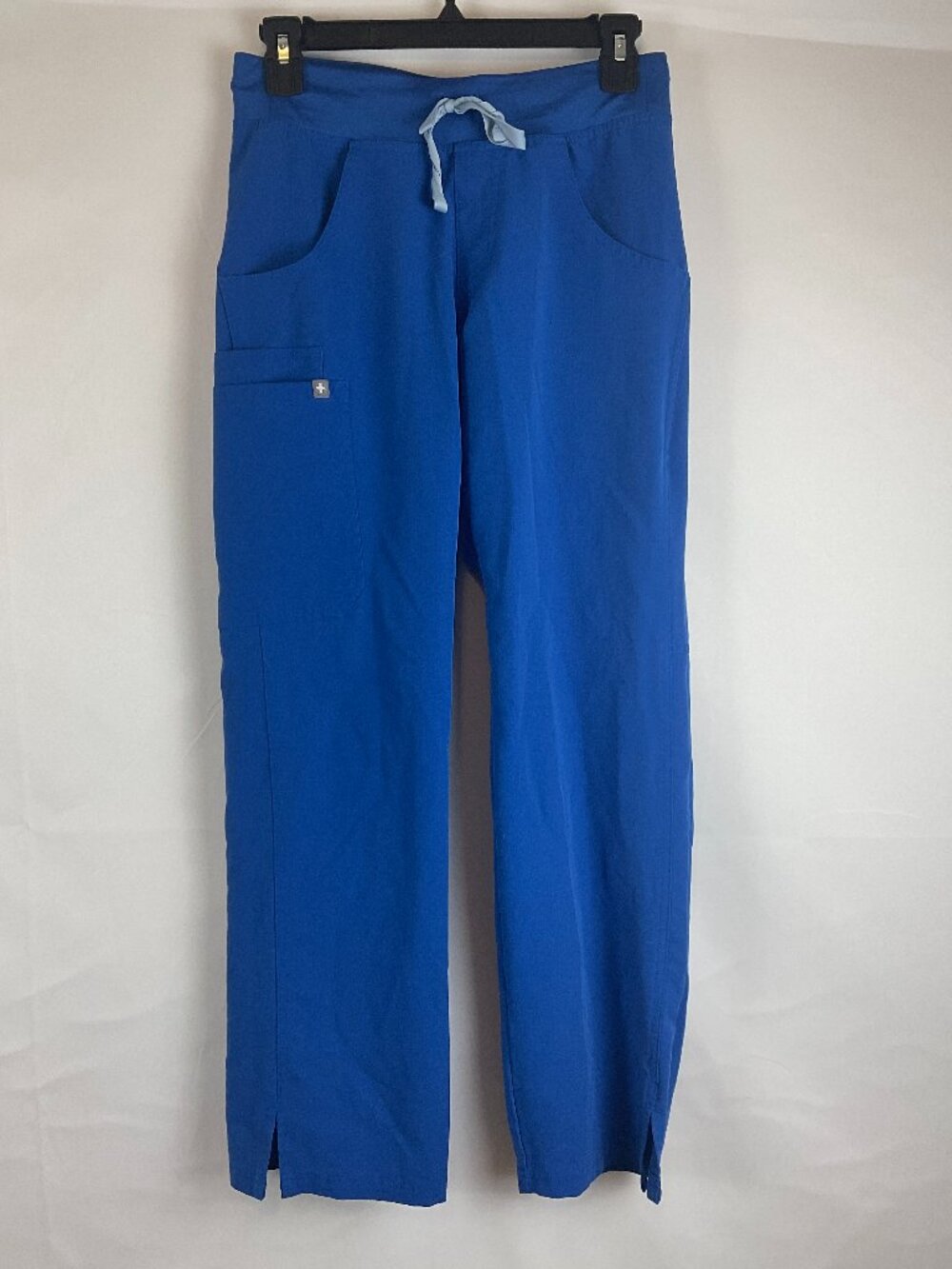 Figs Straight Leg Scrub Pants XXS Blue Tie Waist Pockets